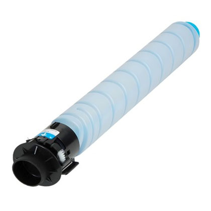 A cyan toner cartridge for a laser printer.