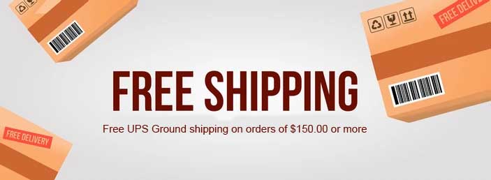 Banner advertising free ground shipping on orders over $150.
