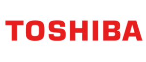Red Toshiba logo on a white background.