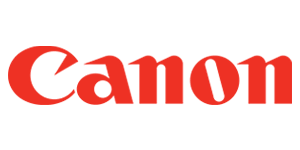 Red and white Canon logo with a transparent background.