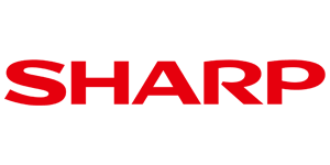 Sharp logo in bold red letters.